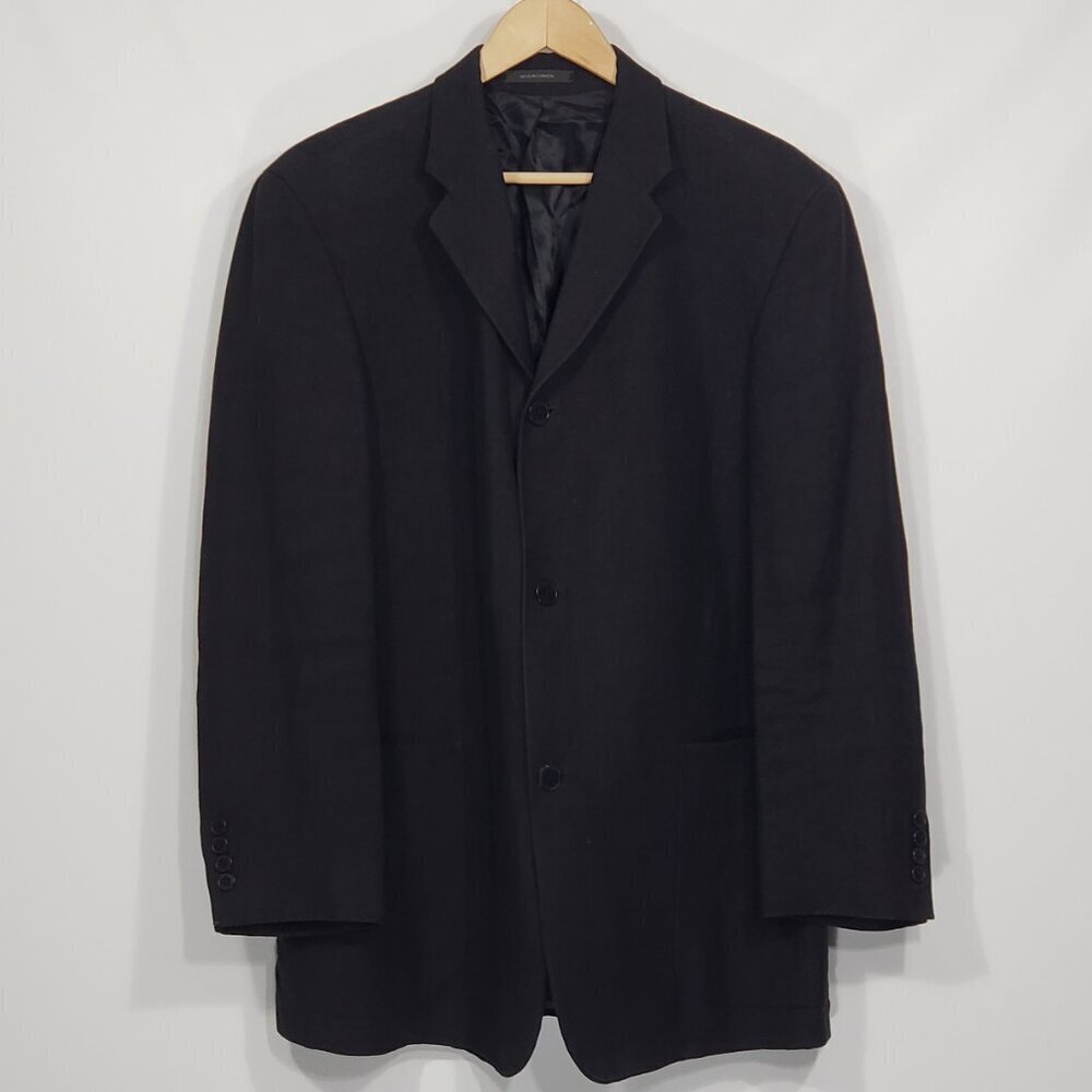 Le Trente Et Un  Black Linen 3 Button Blazer  Men's 40